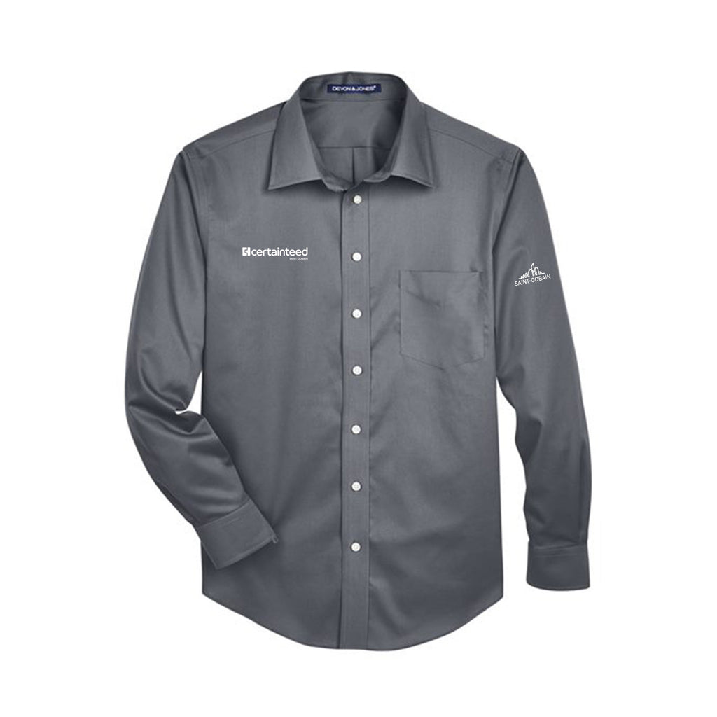Men's Crown Collection(TM) Solid Stretch Twill Woven Dress Shirt